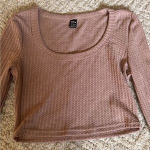 Brown/tan long sleeve cropped shirt
